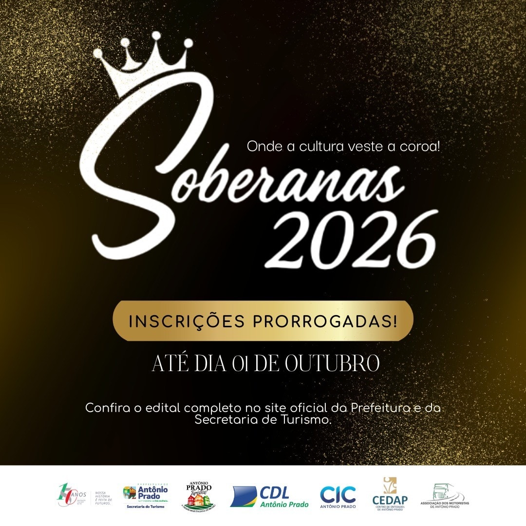 INSCRIÇÕES PRORROGADAS – Concurso de Soberanas 2026! ✨👑